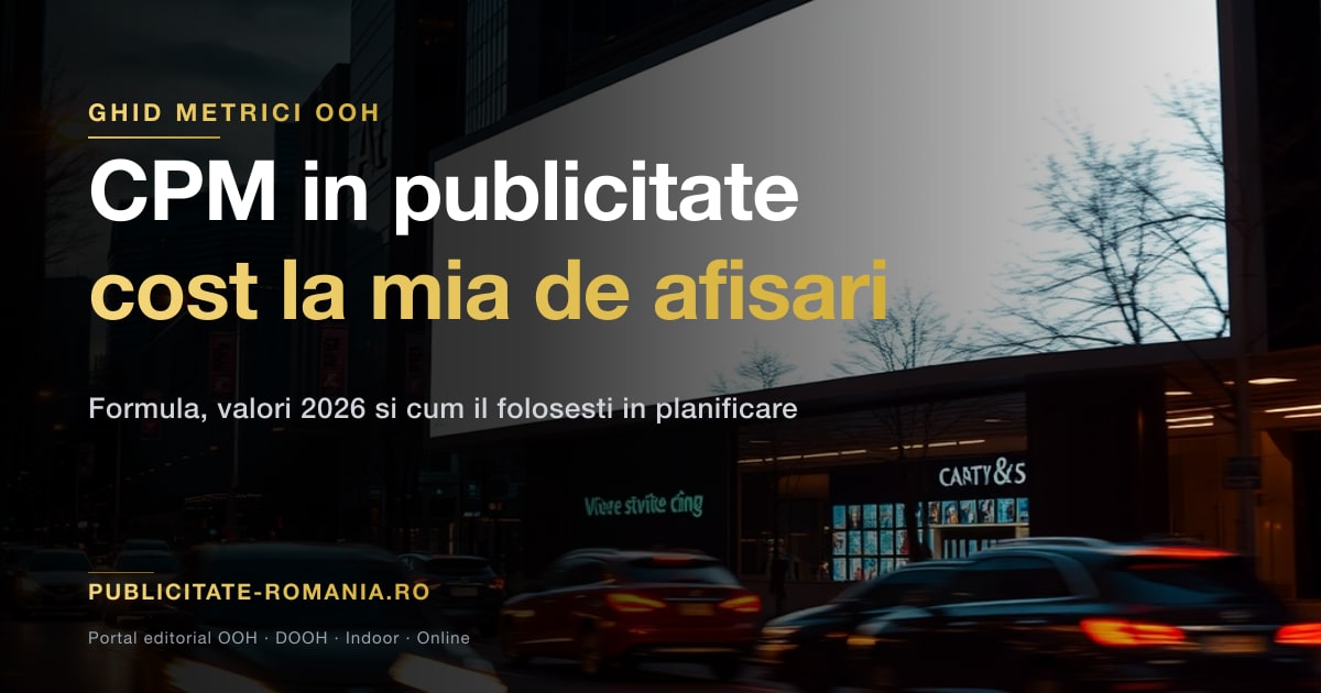 CPM in publicitate - cost la mia de afisari OOH DOOH 2026