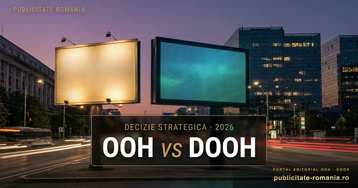 OOH vs DOOH comparatie - panouri statice si ecrane LED publicitare 2026