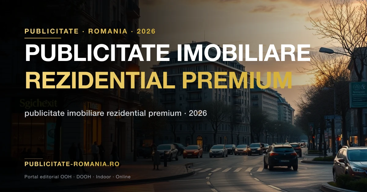 Panou publicitar rezidential premium pe o artera urbana din Romania